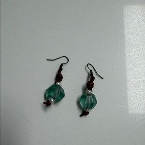 Handmade Elegant Green Beaded Earrings